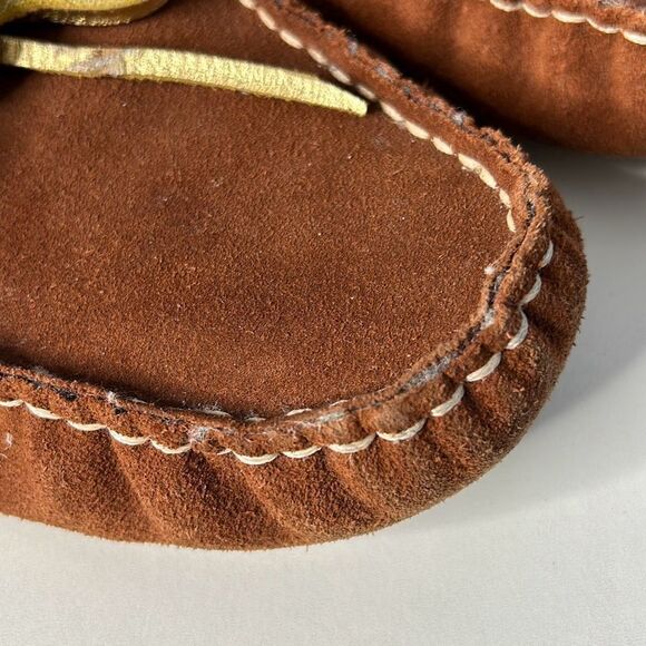 Lands End Brown Suede Moccasin Slippers W8 - Picture 8 of 8